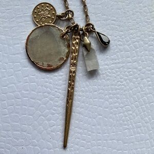 Evereve Gold-Tone Charm Necklace with Shell Disc and Spike